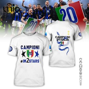 Serie A Champions Inter Milan Printed White Hoodie