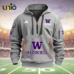 Custom Washington Huskies Football NCAA Grey Hoodie