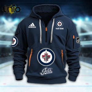 Custom Winnipeg Jets Football NCAA Navy Hoodie