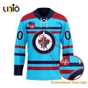 Winnipeg Jets Adidas Light Blue Anniversary Primegreen Custom Hockey Jersey