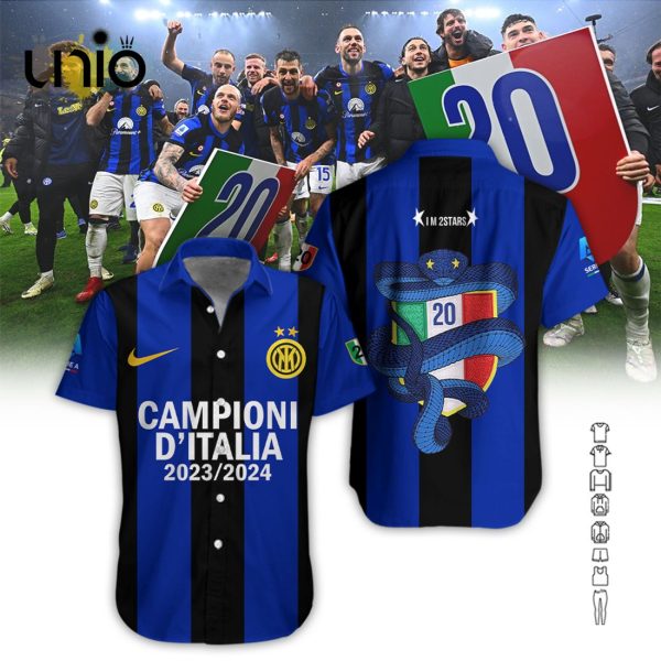 Inter Milan Serie A Champions 2024 Navy Clothes Hawaiian Shirt