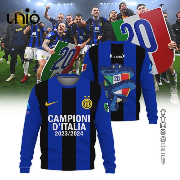 Inter Milan Serie A Champions 2024 Navy Clothes Hoodie