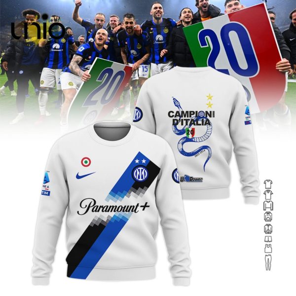 Inter Milan Serie A Champions All Over Printed White Hoodie