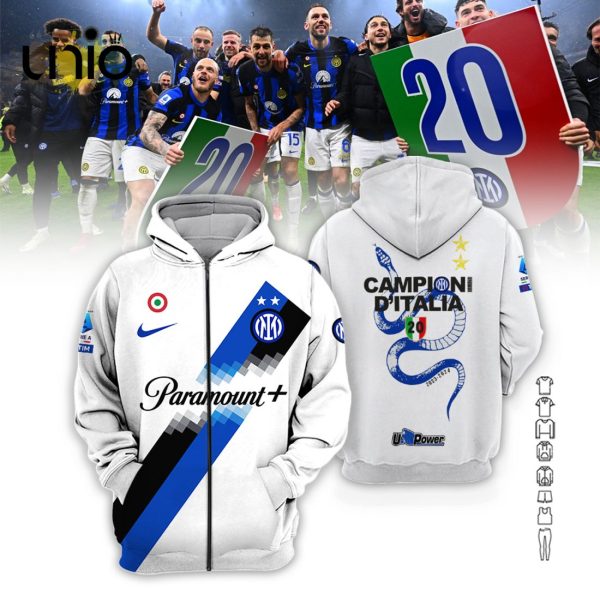 Inter Milan Serie A Champions All Over Printed White Hoodie