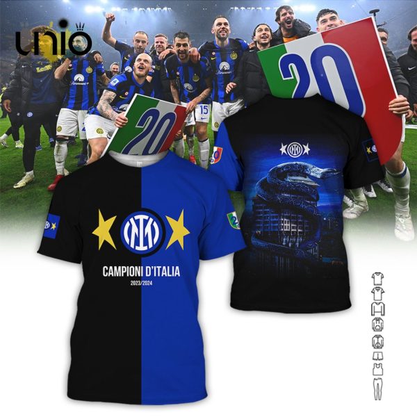 Inter Milan Serie A Champions Mix Color Hoodie Printed