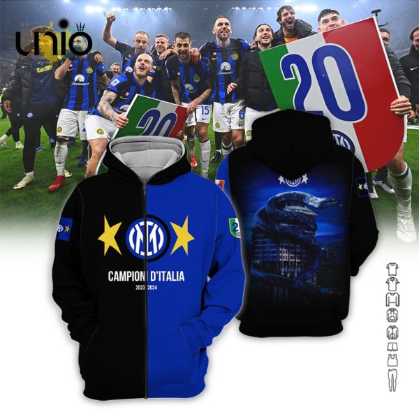 Inter Milan Serie A Champions Mix Color Hoodie Printed