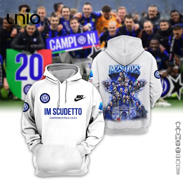 Limited Inter Milan D’Italia 2024 Campioni White Hoodie