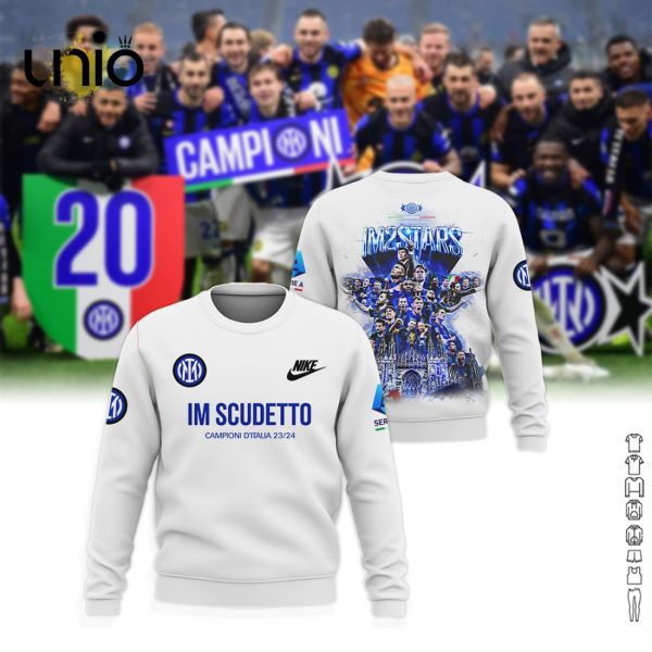 Limited Inter Milan D’Italia 2024 Campioni White Hoodie