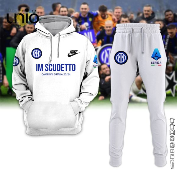 Limited Inter Milan D’Italia 2024 Campioni White Hoodie, Jogger