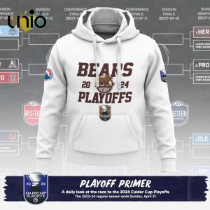 Custom Hershey Bears 2024 AHL Playoffs White Hoodie 3D