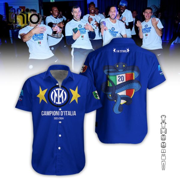 Premium Campioni D’Italia 2024 Inter Milan Blue Hawaiian Shirt