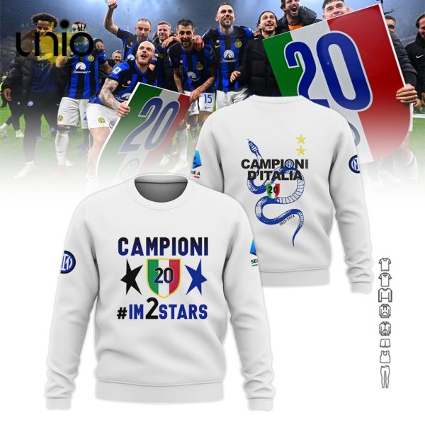 Serie A Champions Inter Milan Printed White Hoodie