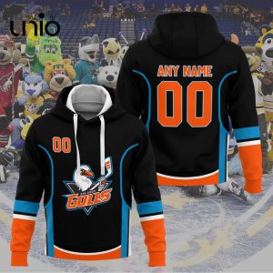 Custom San Diego Gulls 2024 AHL Black Hoodie 3D