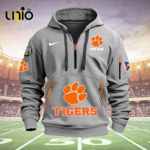 Custom Clemson Tiger Football NCAA Grey Hoodie