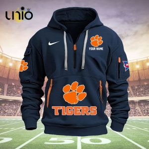 Custom Clemson Tiger Football NCAA Navy Hoodie