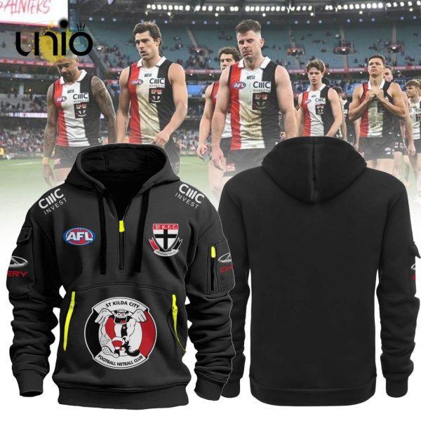 AFL St Kilda Football Club New 2024 Black Hoodie, Cap