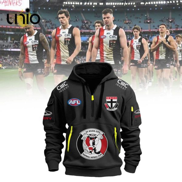 AFL St Kilda Football Club New 2024 Black Hoodie, Cap