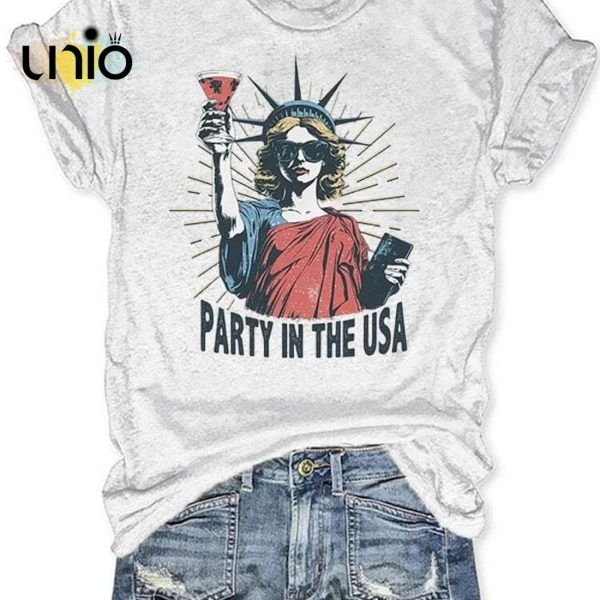 Women’s Party In The USA Print Round Neck T-Shirt