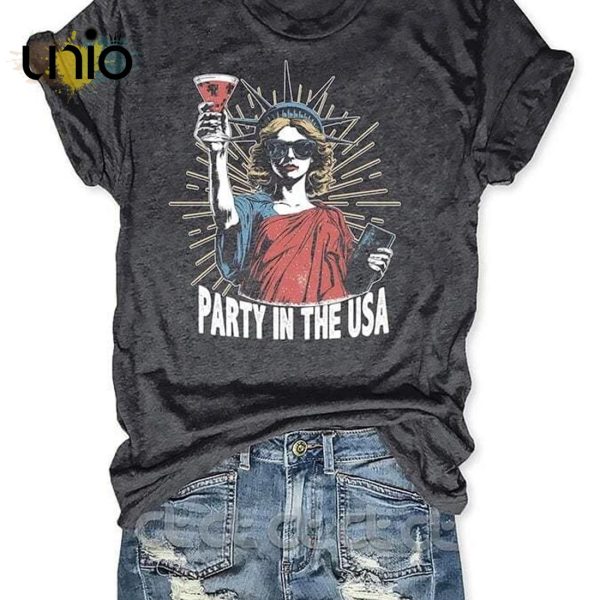 Women’s Party In The USA Print Round Neck T-Shirt