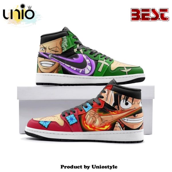 Zoro And Luffy One Piece Air Jordan 1 High Top Shoes