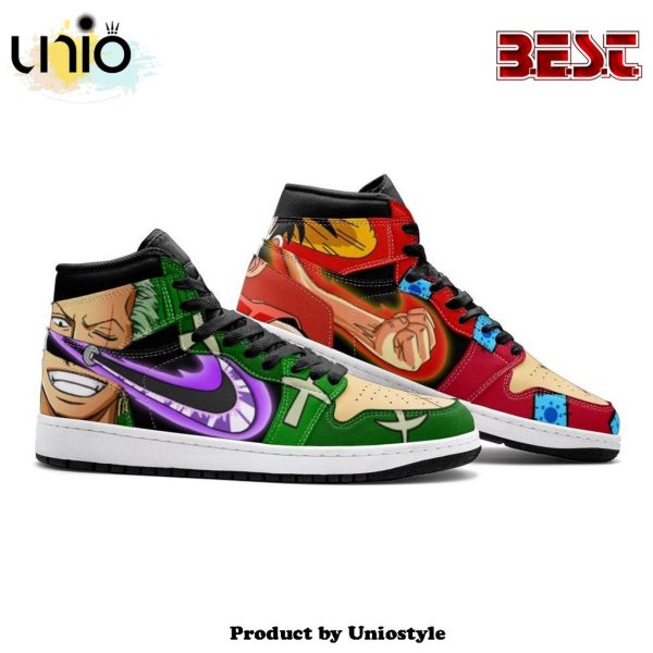 Zoro And Luffy One Piece Air Jordan 1 High Top Shoes