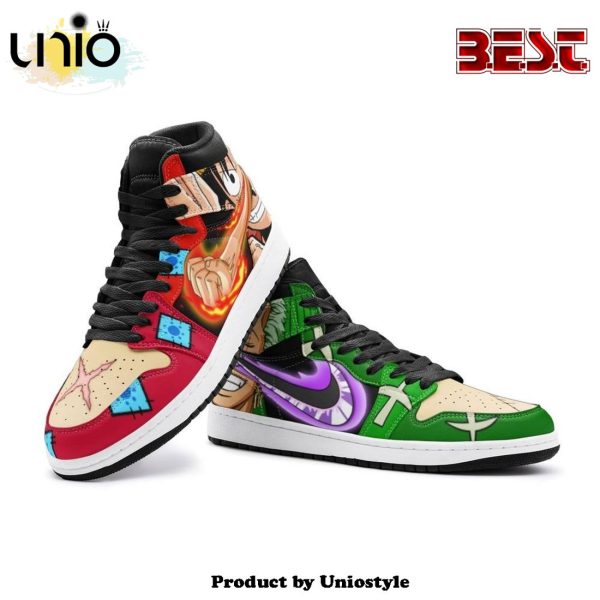 Zoro And Luffy One Piece Air Jordan 1 High Top Shoes