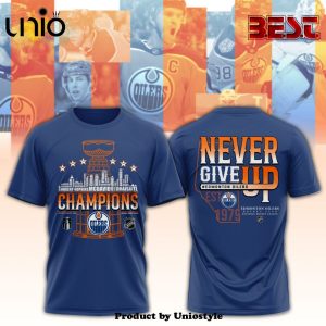 Edmonton Oilers Hockey Champions Never Give Up Navy T-Shirt, Cap