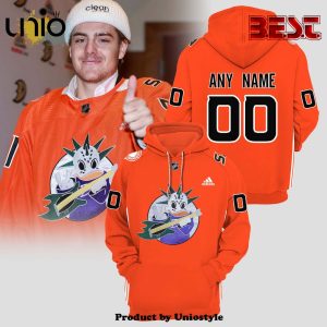 Personalized Anaheim Ducks Orange Design Hockey Hoodie
