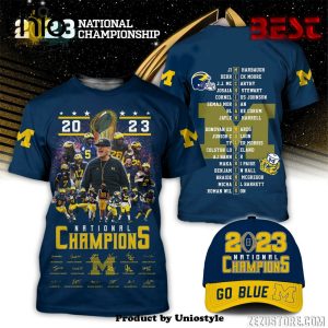 NCAA Michigan Wolverines Football National Championship Navy T-Shirt, Cap