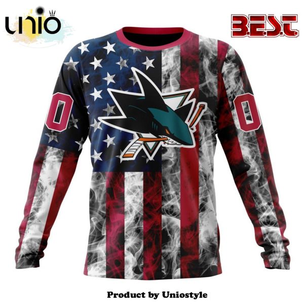 NHL San Jose Sharks Special Design For Independence Day The Fourth Of July Hoodie