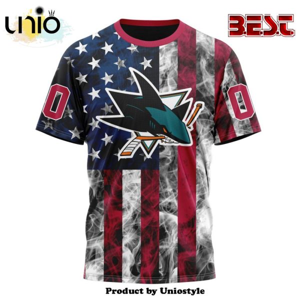 NHL San Jose Sharks Special Design For Independence Day The Fourth Of July Hoodie