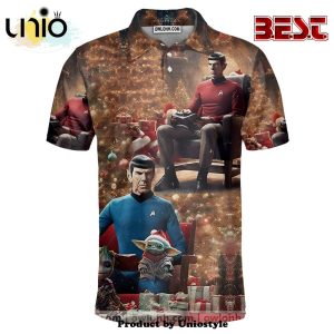 Christmas Star Trek Groot And Baby Yoda Comfort and Joy Christmas Polo