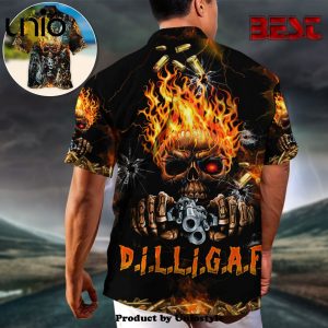 Skull DILLIGAF FLAME SKULL WITH G Hawaiian Shirt For Kids, Adult