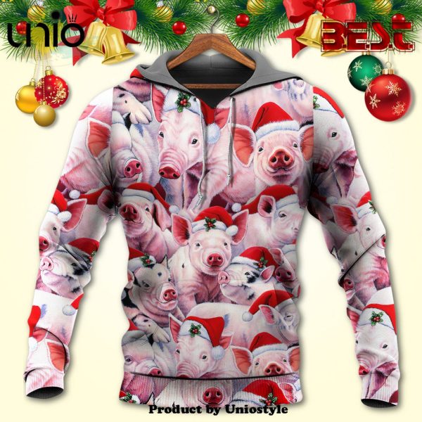 Christmas Piggies Funny Xmas Is Coming Art Style Hoodie