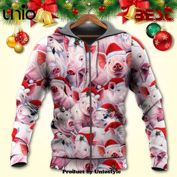 Christmas Piggies Funny Xmas Is Coming Art Style Hoodie