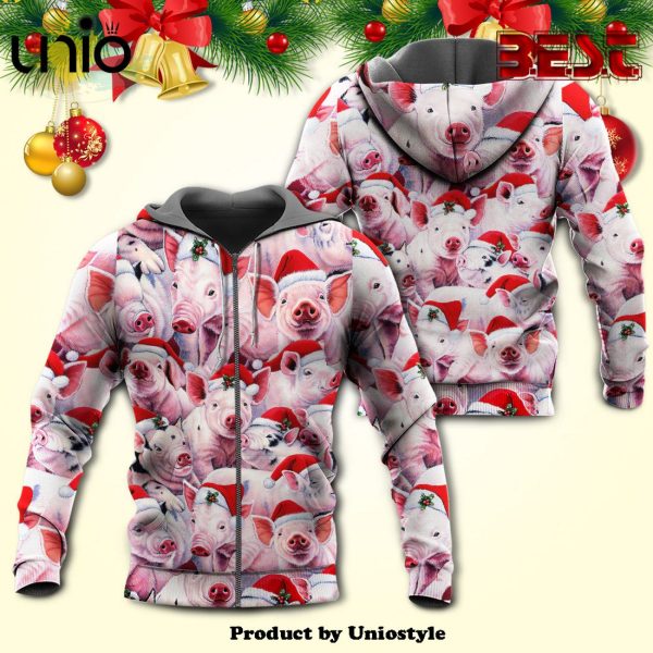 Christmas Piggies Funny Xmas Is Coming Art Style Hoodie