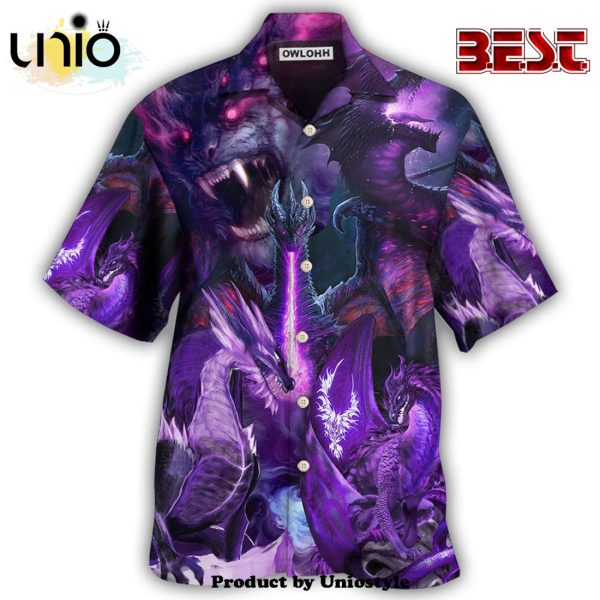 Dragon Dark Purple Lightning Art Style Hawaiian Shirt For Kids, Adult