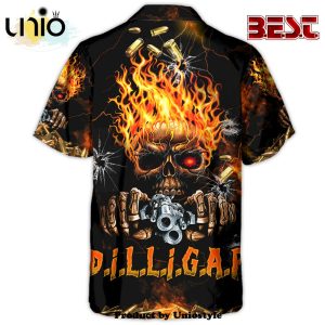 Skull DILLIGAF FLAME SKULL WITH G Hawaiian Shirt For Kids, Adult