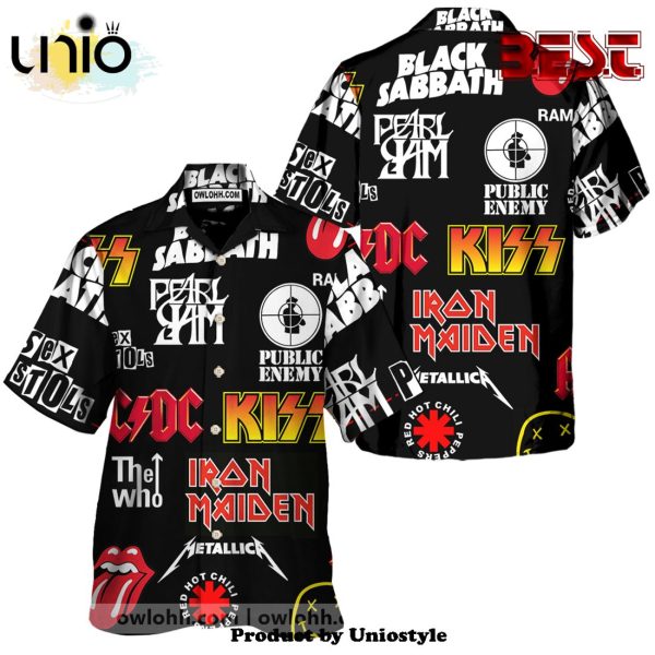 Mens Rock And Roll Punk Print Lapel Hawaiian Shirt For Kids, Adult