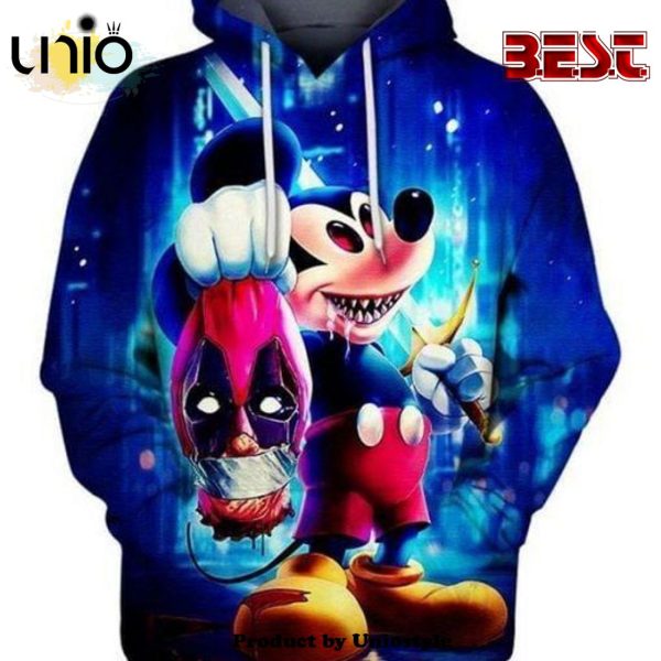 Mickey Kill Deadpool Walt Disney Mavel All Over Printed Hoodie