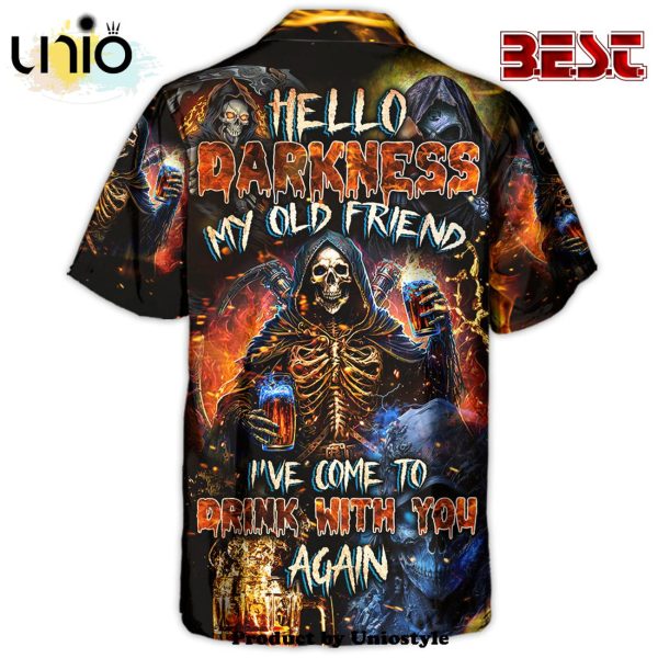 Skull Hello My Darkness My Old Friend Hawaiian Shirt For Kids, Adult