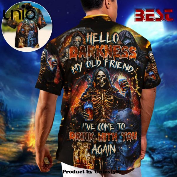 Skull Hello My Darkness My Old Friend Hawaiian Shirt For Kids, Adult