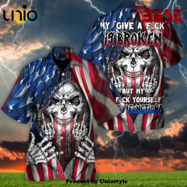 Skull My Give Fully Functional American Flag Hawaiian Shirt For Kids, Adult