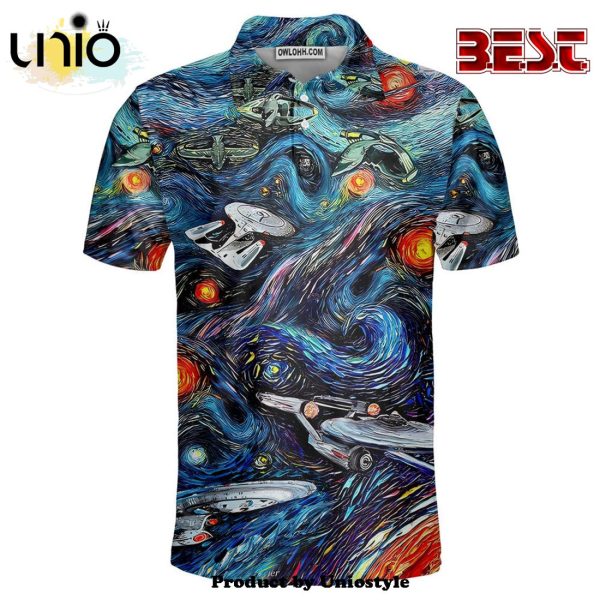 Star Trek Starry Night Fantaxy Ships Polo