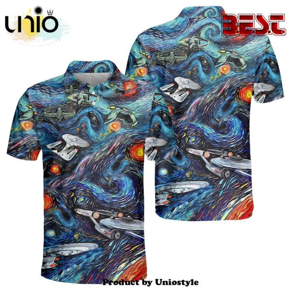 Star Trek Starry Night Fantaxy Ships Polo