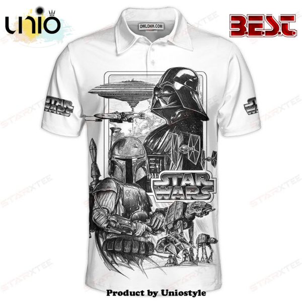 Star Wars Darth Vader Black and White Gift For Fans Polo