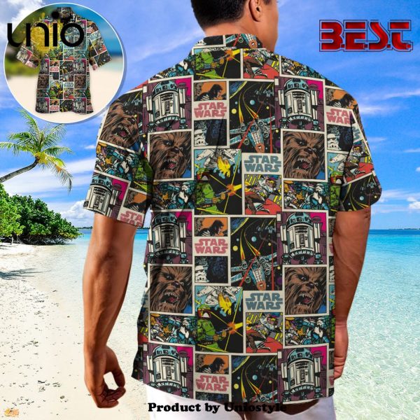 Starwars Print Comic Pattern Hawaiian Shirt For Kids, Adult